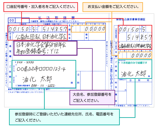 払込取扱票記入例